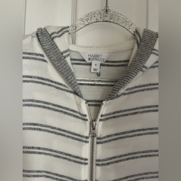 Market & Spruce XL hoodie sweater jersey gray white zipper cardigan - Picture 7 of 8